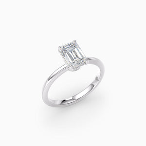 Dainty-Band Emerald-Cut Solitaire Engagement Ring