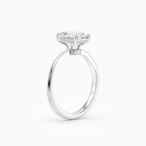 Dainty-Band Emerald-Cut Solitaire Engagement Ring