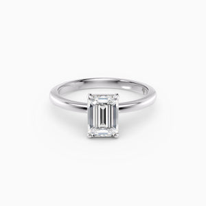 Dainty-Band Emerald-Cut Solitaire Engagement Ring