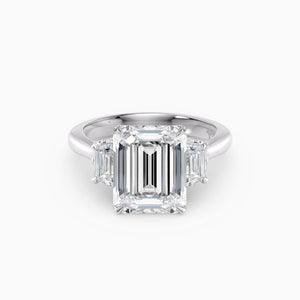 Emerald-Cut and Trapezoid Three-Stone Engagement Ring