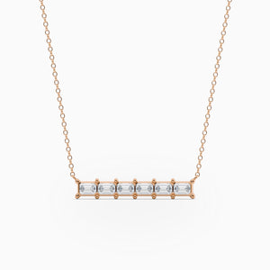 Ovolo™ Emerald-Cut East-West Bar Necklace in Rose Gold