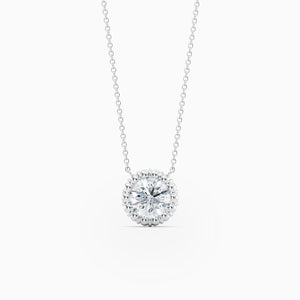 Ovolo™ Halo Round Necklace in White Gold