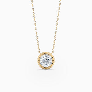 Ovolo™ Halo Round Necklace in Yellow Gold