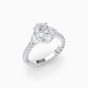 Ovolo™ Oval and Half-Moon Three-Stone Engagement Ring