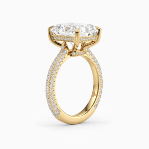 Radiant Solitaire Engagement Ring with Three-Row Micropavé