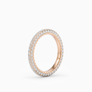 Three-Row Micropavé Band in Rose Gold