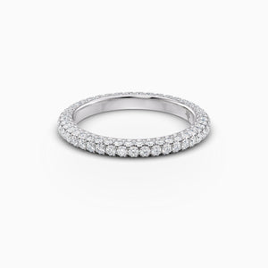 Three-Row Micropavé Band in White Gold