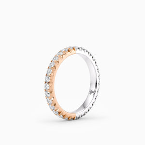 Two-Tone French-Cut Eternity Band in Rose and White Gold - 2.6mm