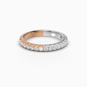 Two-Tone French-Cut Eternity Band in Rose and White Gold - 2.6mm