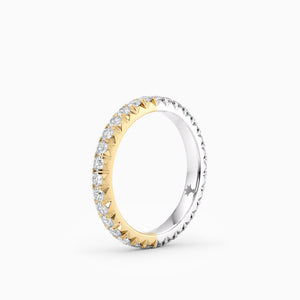 Two-Tone French-Cut Eternity Band in Yellow and White Gold - 2.6mm