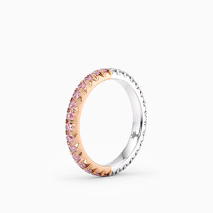 Two-Tone French-Cut Eternity Band with Pink and White Diamonds - 2.6mm