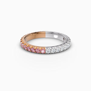 Two-Tone French-Cut Eternity Band with Pink and White Diamonds - 2.6mm