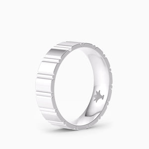 Fluted Men's Band in White Gold