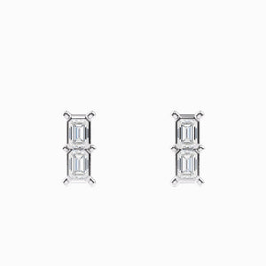 Ovolo™ Emerald-Cut Diamond Drop Stud Earrings in White Gold