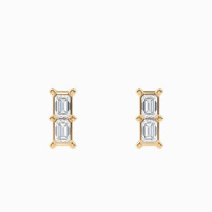 Ovolo™ Emerald-Cut Diamond Drop Stud Earrings in Yellow Gold