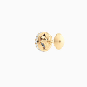 Round Petite-Halo™ Diamond Earrings in Yellow Gold