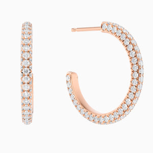Three-Row Micropavé Hoops in Rose Gold