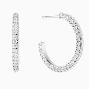Three-Row Micropavé Hoops in White Gold