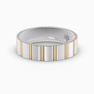 Two-Tone Fluted Men's Band in White and Yellow Gold